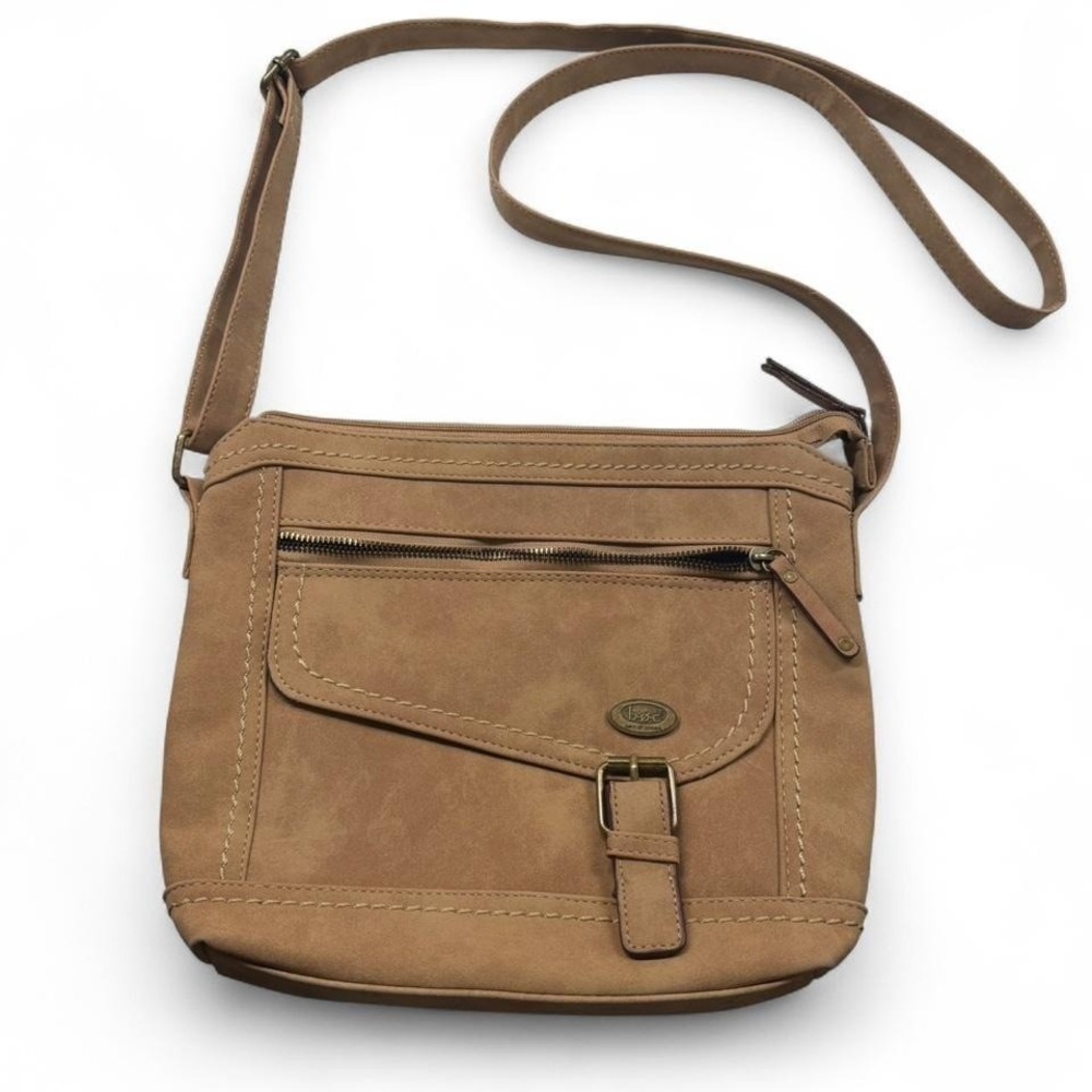 b.o.c. Tan Faux Leather Crossbody Bag Adjustable Strap Brown Handbag